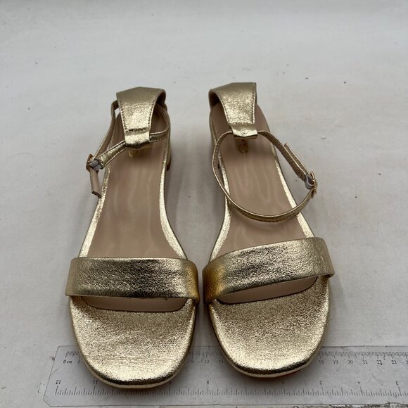 XYD Gold Open Toe Sandals Buckled Low Chunky Heel with Ankle Strap for Shoes - Picture 3 of 8